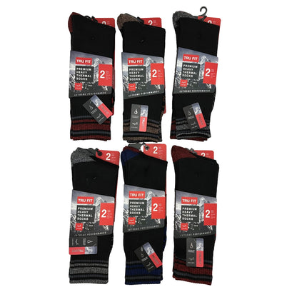 2 PK MEN'S CREW THERMAL SOCKS SHOE SIZE: 7-12 ASSORTED