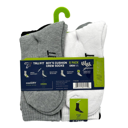 6 PK BOY'S CREW SOCKS
