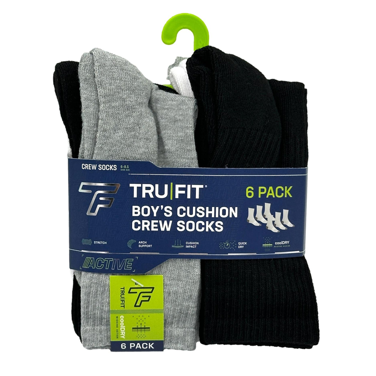 6 PK BOY'S CREW SOCKS