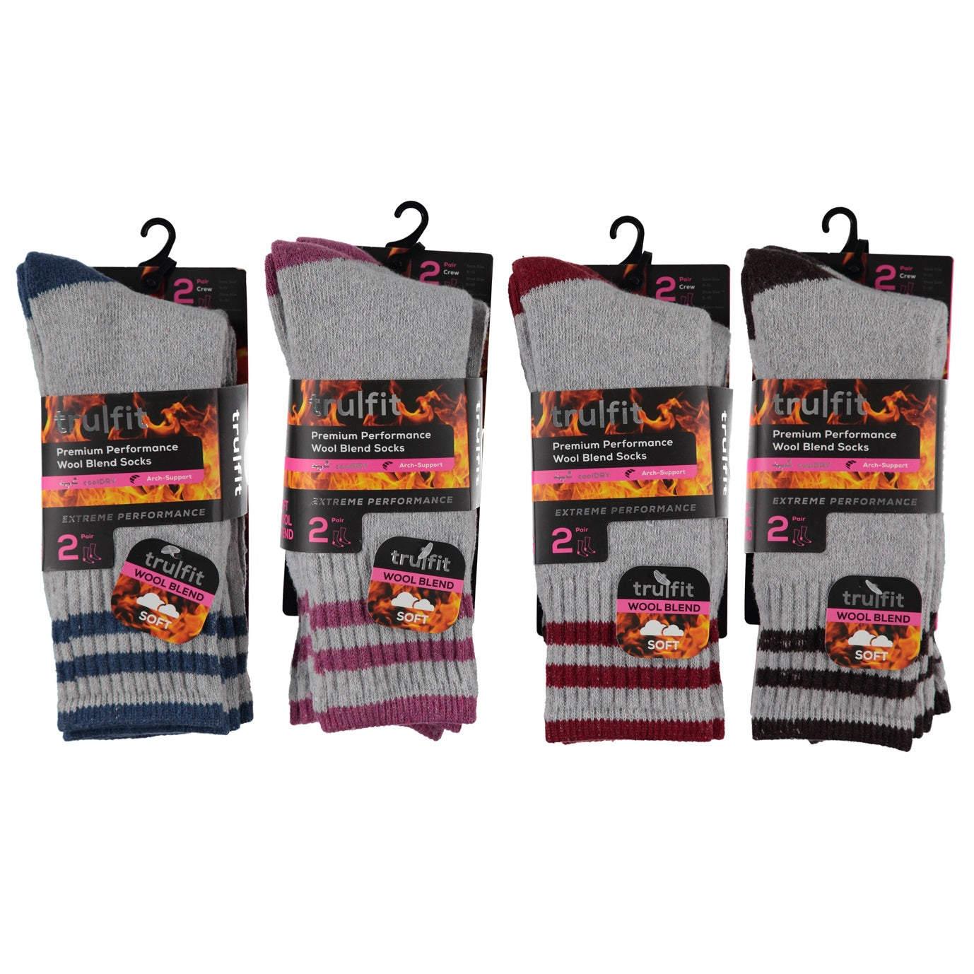 2 PK MEN'S WOOL CREW SOCKS SHOE SIZE: 9-11 ASSORTED