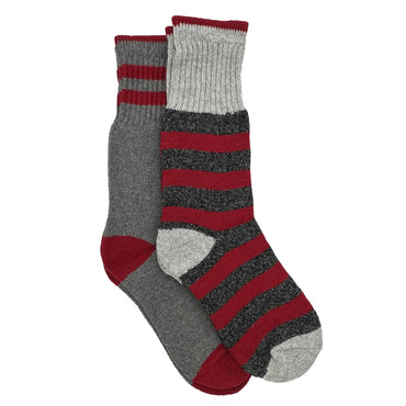 2 PK WOMEN'S WOOL BLEND CREW SOCKS SHOE SIZE: 5-10  ASSORTED