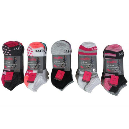 10 PC LADIES NO SHOW SOCK SHOE SIZE: 5-10 ASSORTED