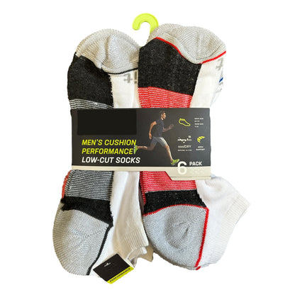 6 PC MEN'S LOW-CUT SOCKS SHOE SIZE: 7-12 ASSORTED