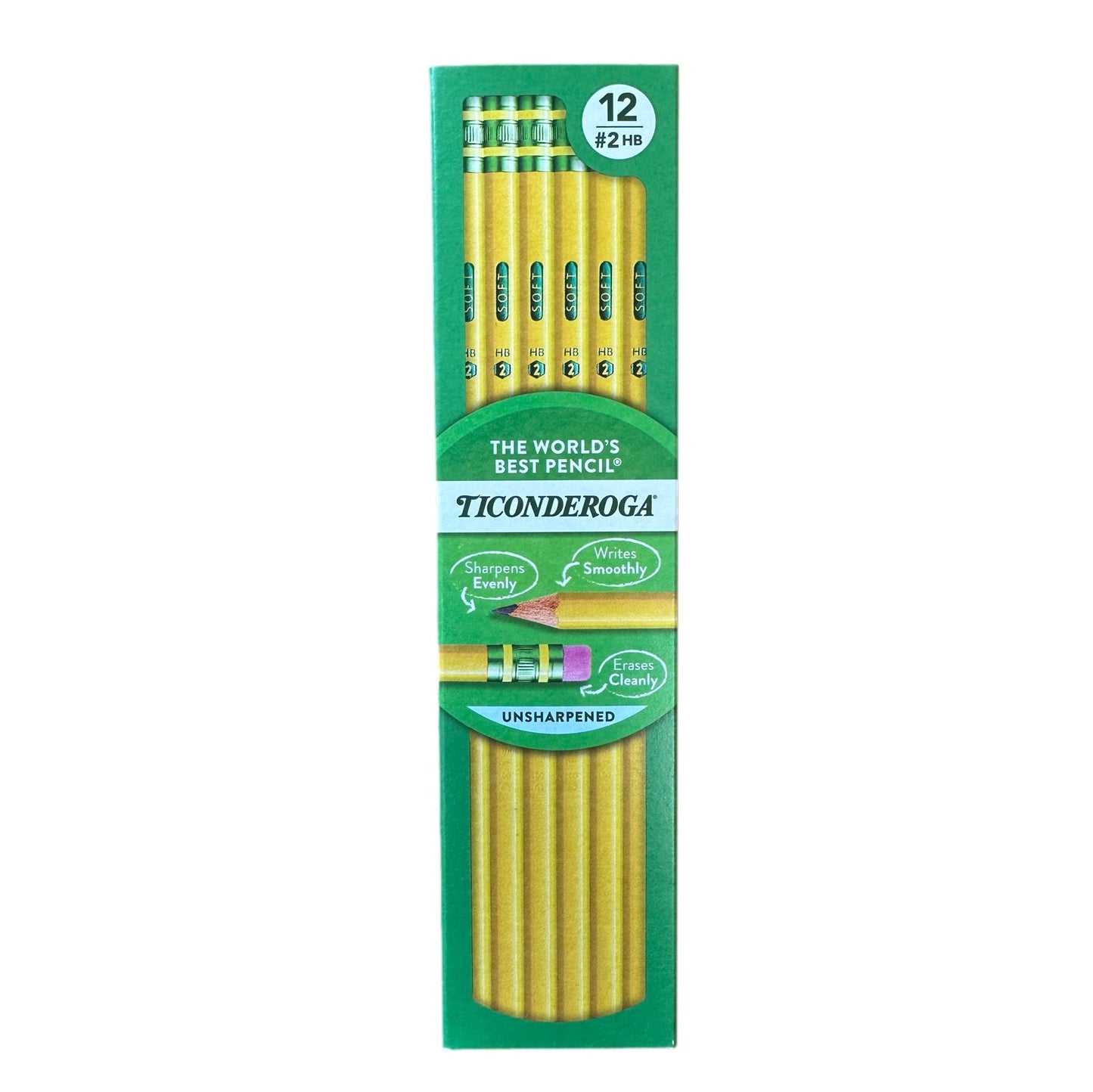 12 CT TICONDEROGA #2 PENCILS UNSHARPENED