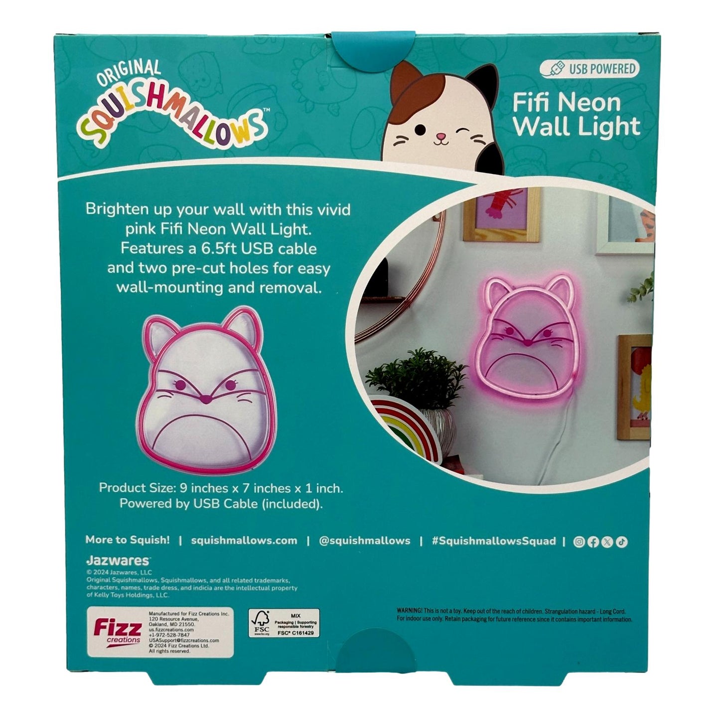FIFI THE FOX NEON WALL LIGHT USB POWERED 9 X 7 IN