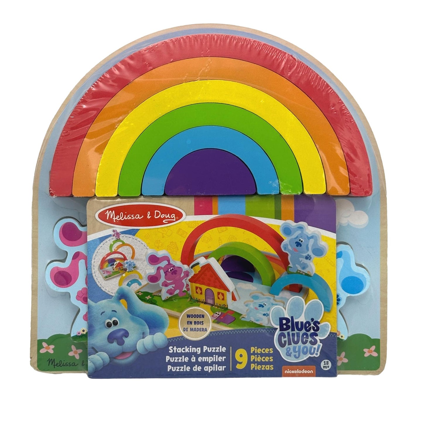 9 PC BLUE'S CLUES AND YOU WOODEN STACKING PUZZLE