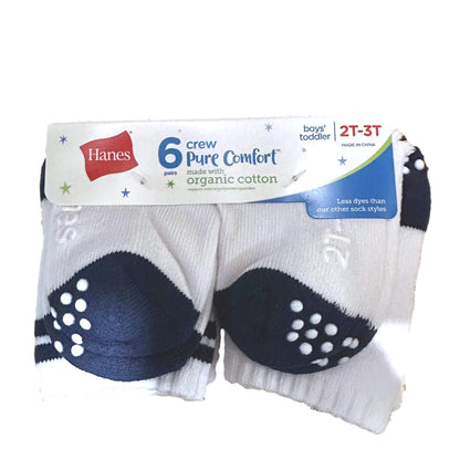 6 PK TODDLER BOYS CREW SOCKS ASSORTED SIZES