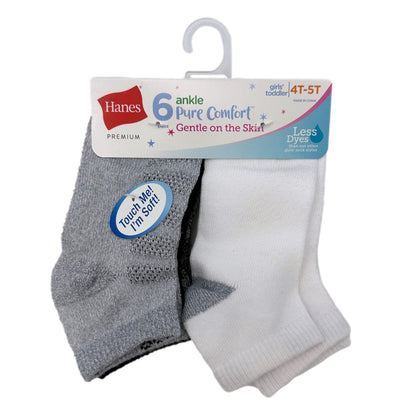 6 PK TODDLER GIRLS ANKLE SOCKS ASSORTED SIZES