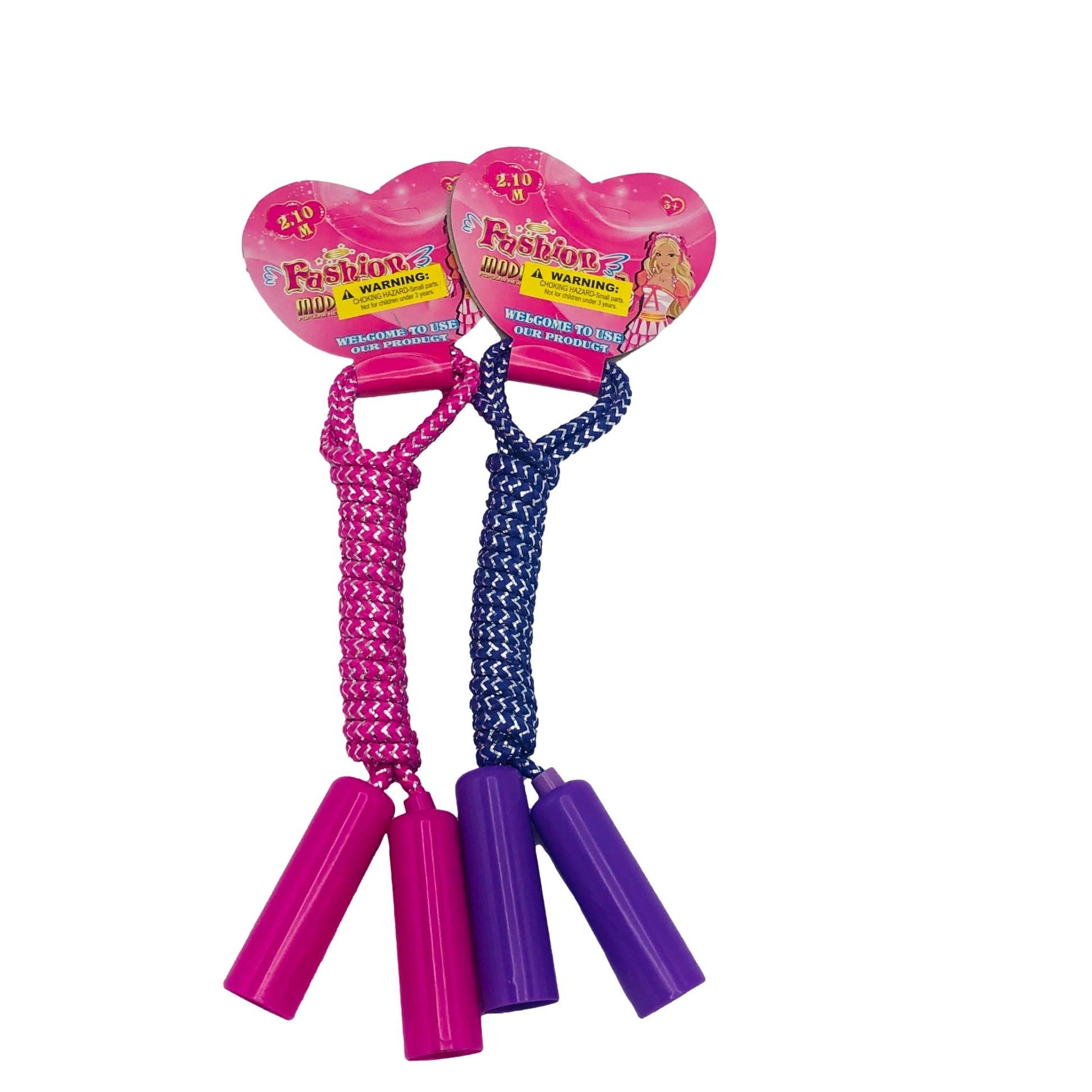 Two colorful jump ropes packaged with heart-shaped cards.