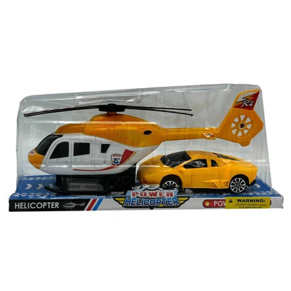2 PC FREE WHEEL HELICOPTER & RACE CAR FRICTION POWERED