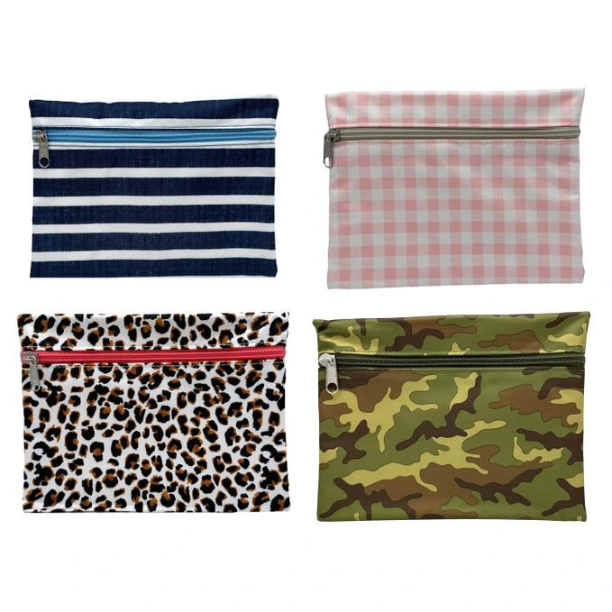 FLAT COSMETIC BAG ASSORTED 6.25 X 8.25 IN