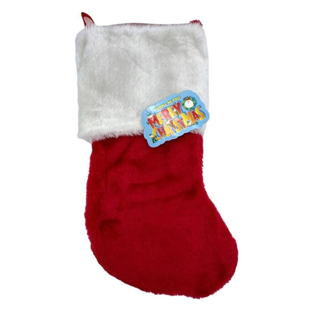 18 IN PLUSH CHRISTMAS STOCKING WITH PLUSH WHITE CUFF