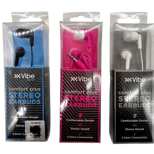COMFORT PLUS CORDED EARBUDS ASSORTED