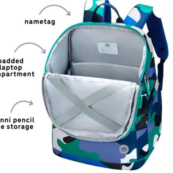 16.3 IN BLUE CAMO BACKPACK