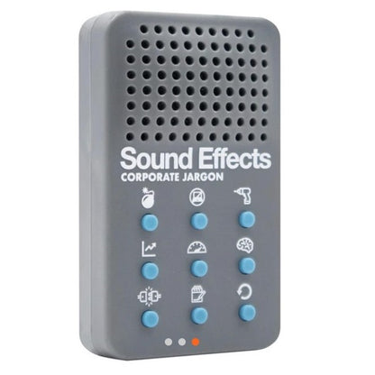 Gray sound effect device with blue buttons.