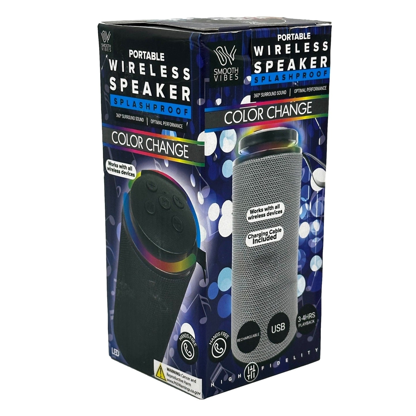 SPLASHPROOF LED WIRELESS SPEAKER