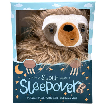 3 PC SLOTH SLEEPOVER SET 18 IN PLUSH, SLEEP MASK, & BOOK