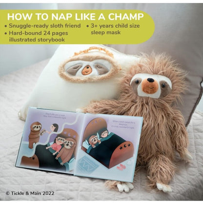 3 PC SLOTH SLEEPOVER SET 18 IN PLUSH, SLEEP MASK, & BOOK