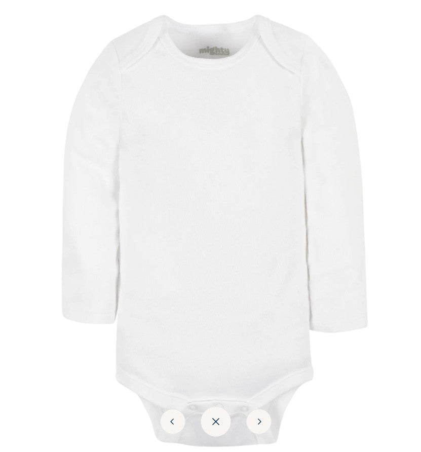 4 PK WHITE NEWBORN LONG SLEEVE BODY SUIT