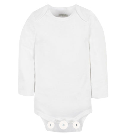 4 PK WHITE 0-3 MONTHS LONG SLEEVE BODY SUIT