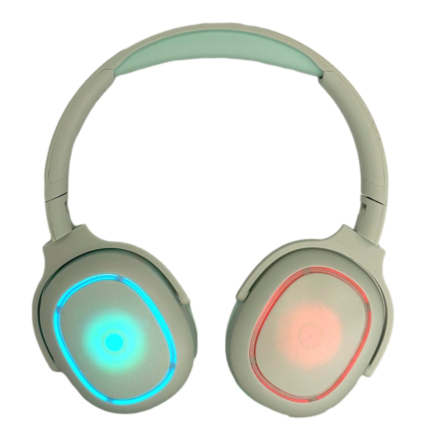 Headphones with blue and red lights.
