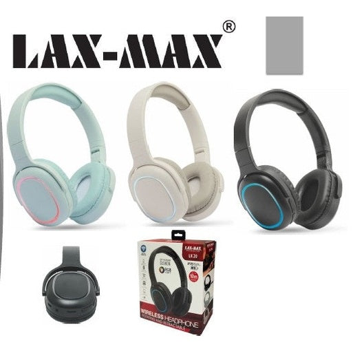 Three pairs of wireless headphones in mint green, beige, and black, and a black pair of headphones in its packaging.