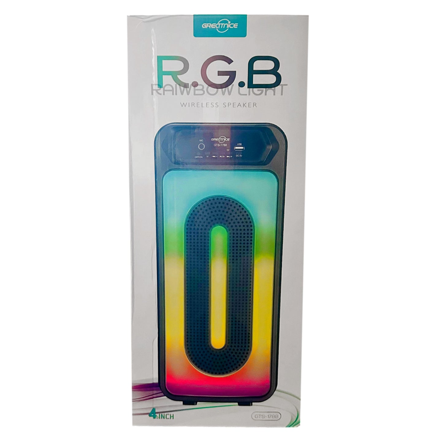 RAINBOW LIGHT BT SPEAKER 7.5 X 6.75 X 17 IN