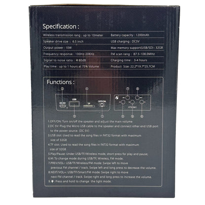 RGB LIGHT BT SPEAKER 9 X 8 X 10.5 IN