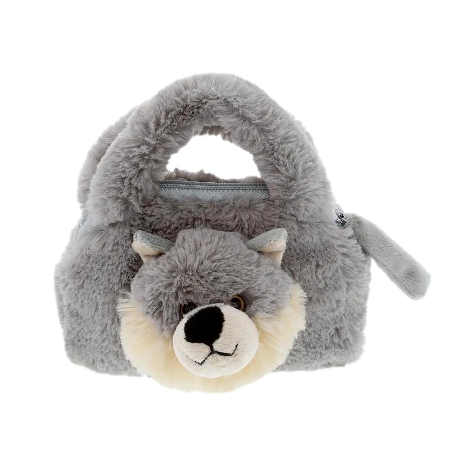 7 IN PLUSH WOLF HANDBAG