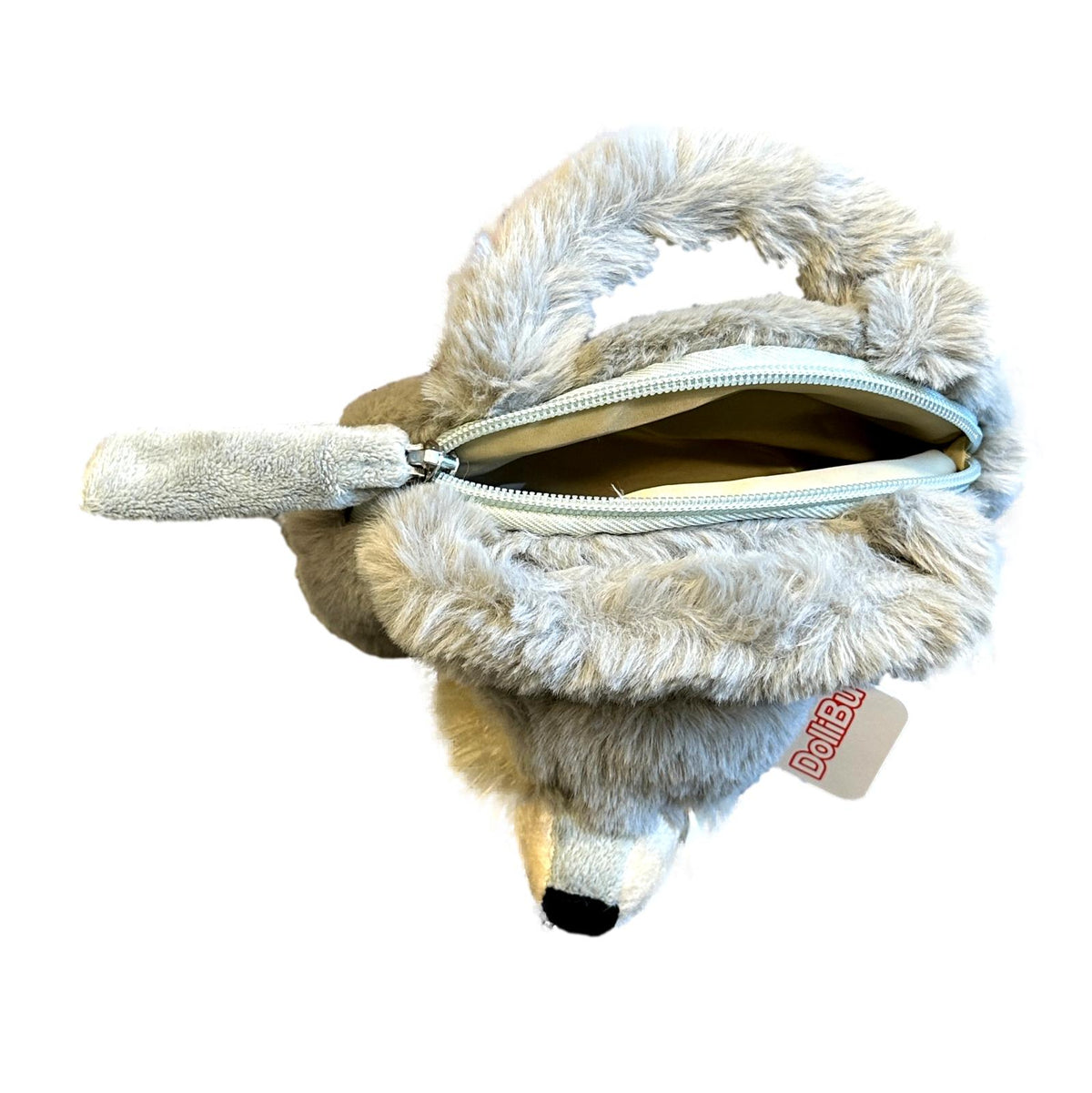 7 IN PLUSH WOLF HANDBAG