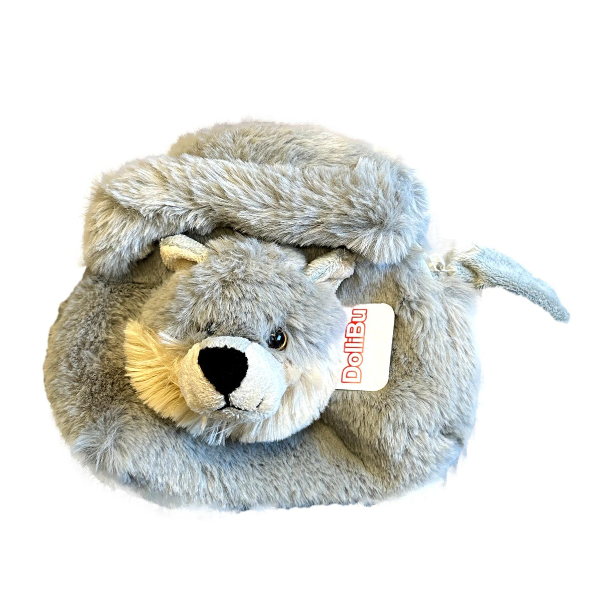 7 IN PLUSH WOLF HANDBAG