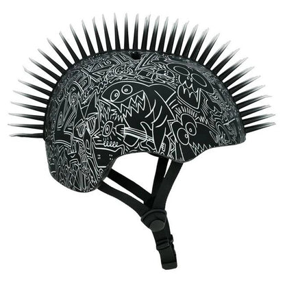 BLACK DOODLE BIKE HELMET WITH MOHAWK