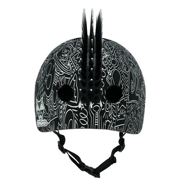 BLACK DOODLE BIKE HELMET WITH MOHAWK