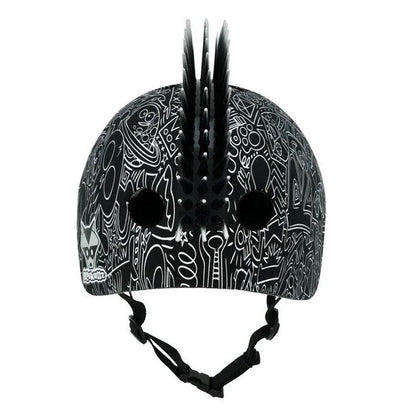 BLACK DOODLE BIKE HELMET WITH MOHAWK