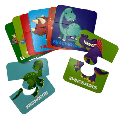 Dinosaur puzzle pieces.