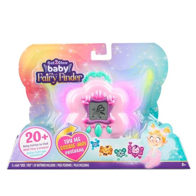 A "Got2Glow Baby Fairy Finder" toy in its packaging.