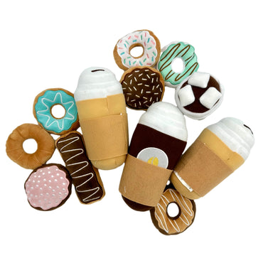 12 PC PLUSH COFFEE AND DONUTS PLAY SET