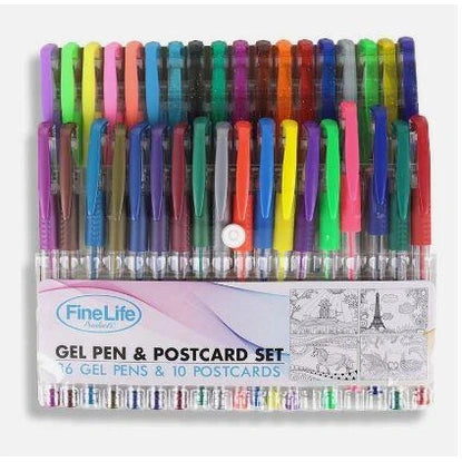 16 PC GEL PEN AND POSTCARD SET