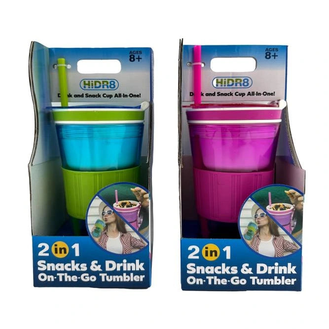 2 IN 1 SNACK AND DRINK TUMBLER ASSORTED