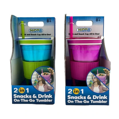 2 IN 1 SNACK AND DRINK TUMBLER ASSORTED