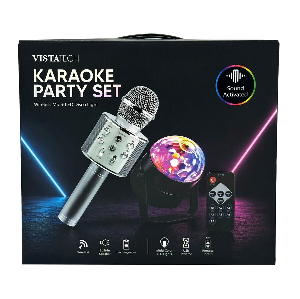 KARAOKE MICROPHONE AND PARTY LIGHT SET