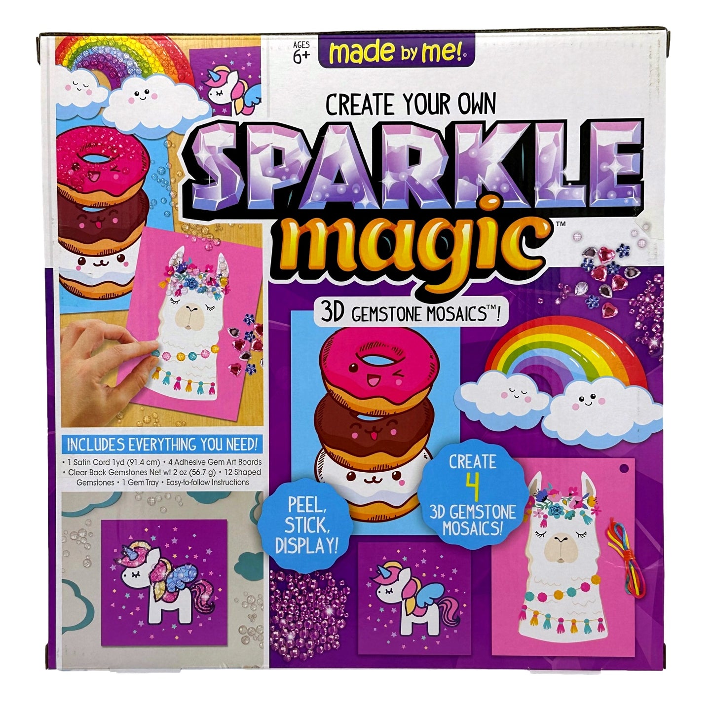 A box of "made by me! CREATE YOUR OWN SPARKLE magic 3D GEMSTONE MOSAICS™!" craft kit.