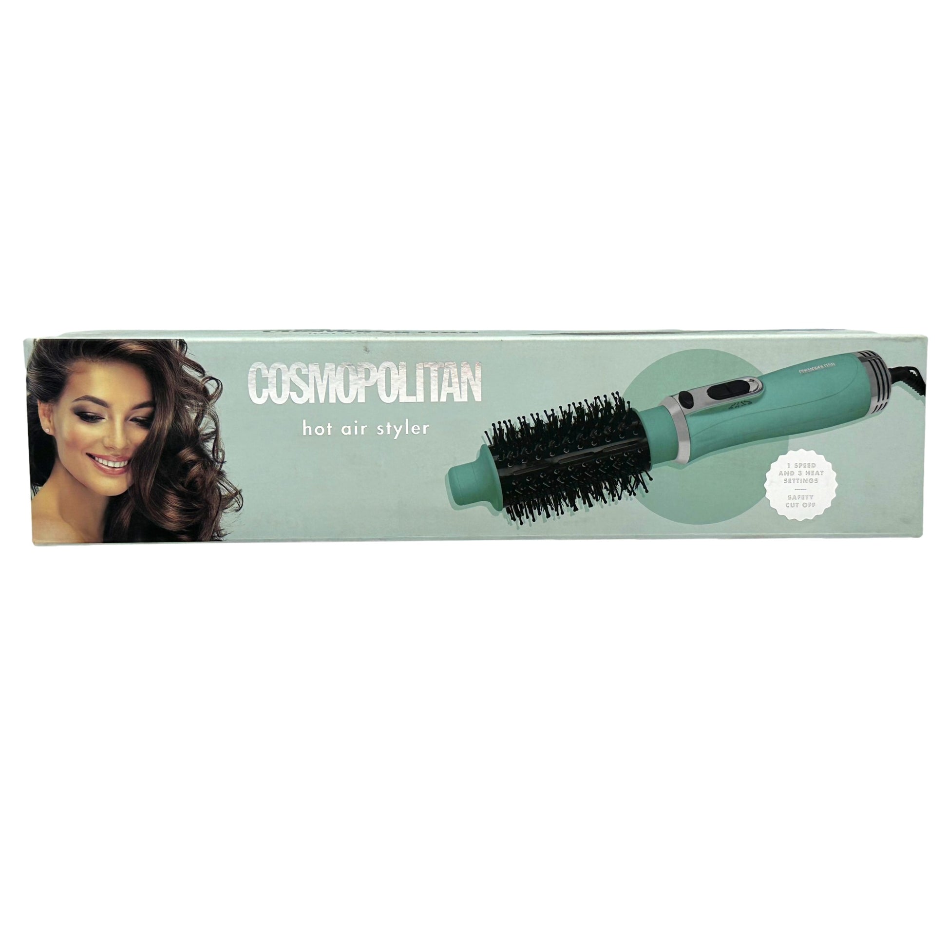 Cosmopolitan hot air styler product packaging.