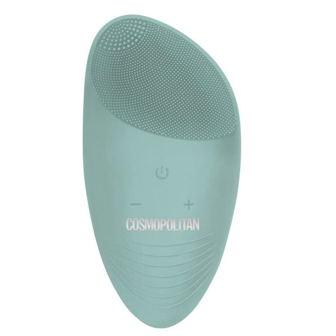 Teal silicone facial cleansing brush.
