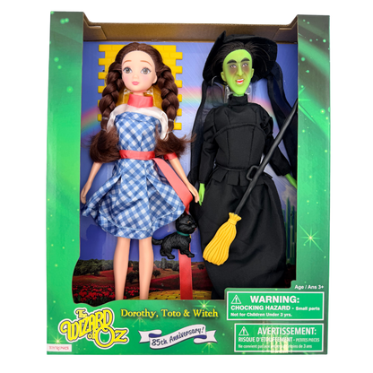 DOROTHY & WITCH 11 IN DOLLS WITH TOTO AND BROOM