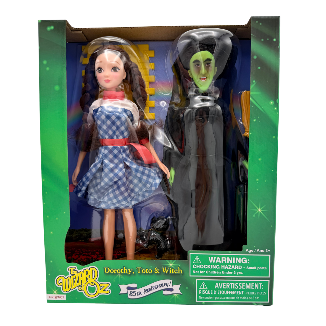 DOROTHY & WITCH 11 IN DOLLS WITH TOTO AND BROOM