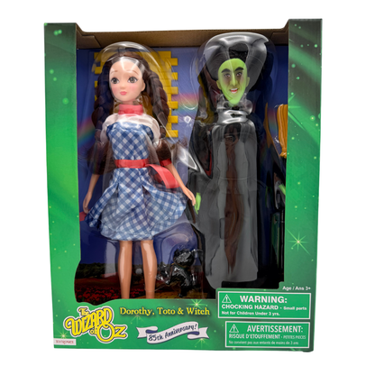 DOROTHY & WITCH 11 IN DOLLS WITH TOTO AND BROOM