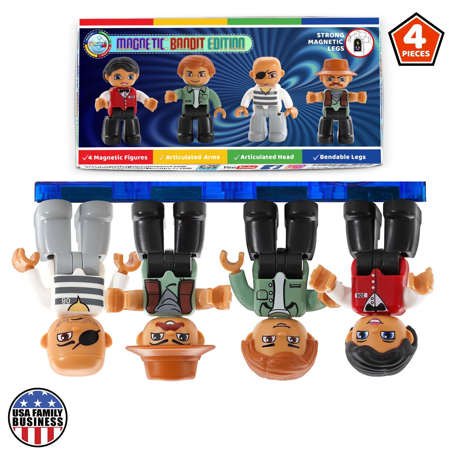 Product image of four "Magnetic Bandit Edition" magnetic figures.