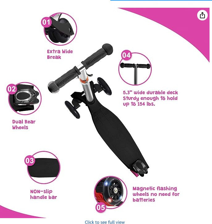 3 WHEEL KICK SCOOTER VARIED COLORS