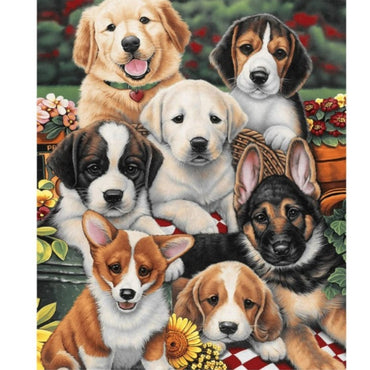 GARDEN PUPPIES FLEECE BLANKET 50 X 60 IN